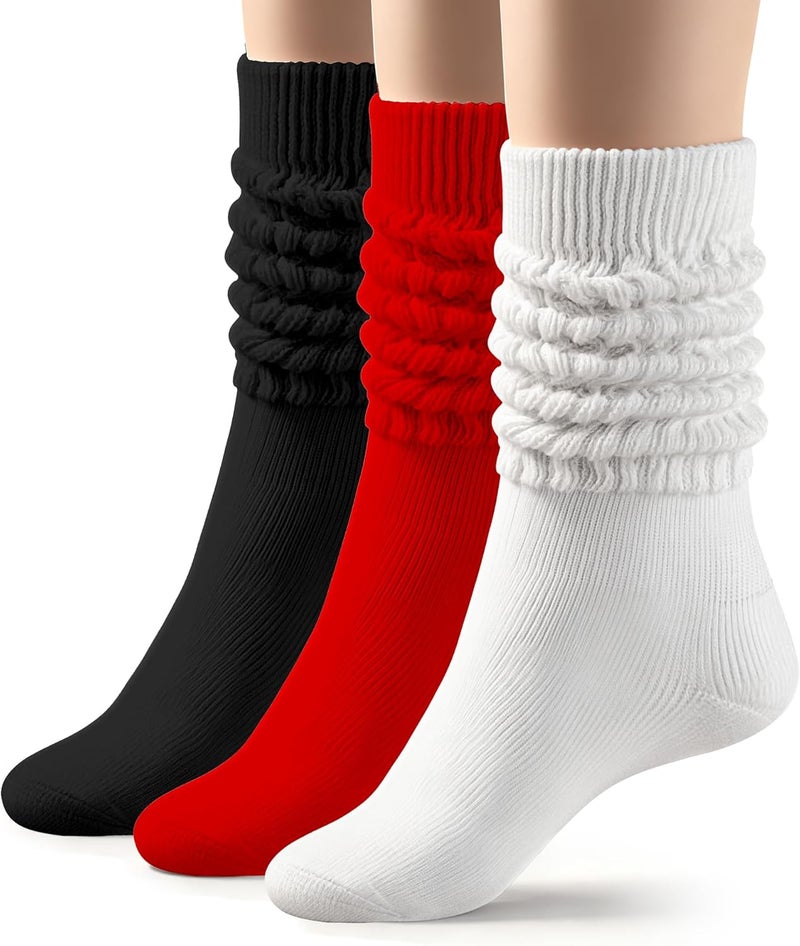 TRIITECH Store 3 Pairs Scrunchy Socks for Women,Slouch Socks Women Knee High Scrunch Socks Size 5-11 - Image 1